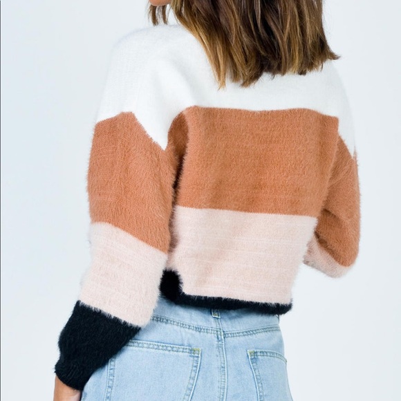 Princess Polly Petronilla Crew Neck Multi Colorblock Fuzzy Sweater - Picture 3 of 7